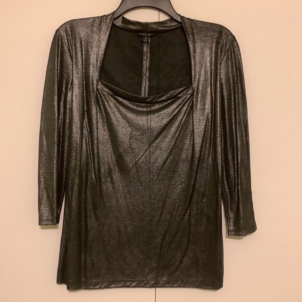 Lafayette 148 New York Dark Silver Top Size Medium